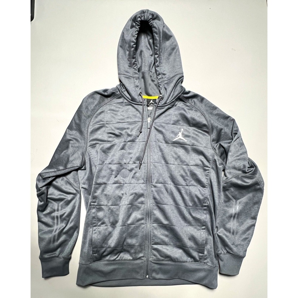 Jordan Therma-FIT Men's Full-Zip Hooded Fleece Track Jacket Gray L